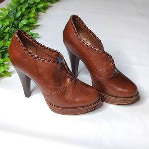 UGG Brown Leather Platform Heel Booties